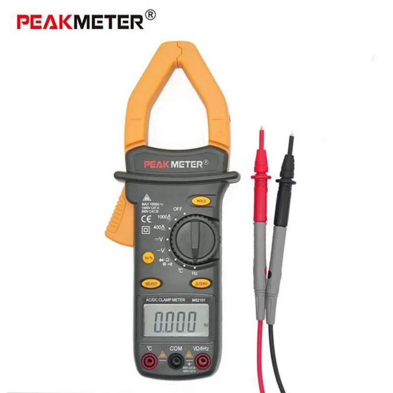  Цифровой токоизмерительный зажим PEAKMETER PM2101 с автоматическим выбором диапазона 1000 А переменного и постоянного тока тестер частоты