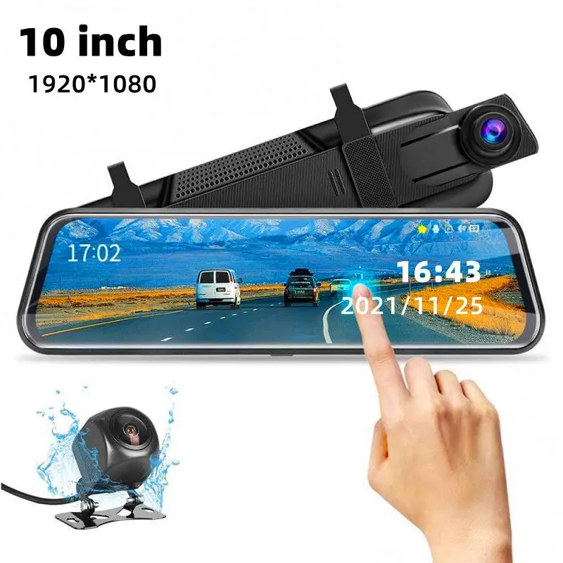 10 inch fhd 1080P auto video registrar night vision drive recorder dual lens dash camera for cars