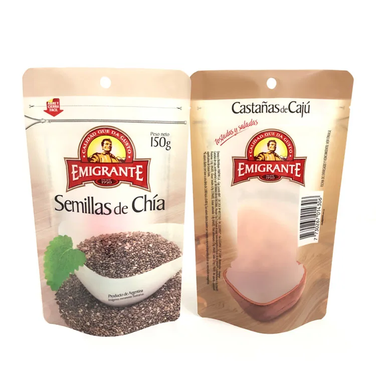 Wholesale Custom Logo Ziplock Clear Plastic Bags Stand Up Pouch Seed Packaging Bag