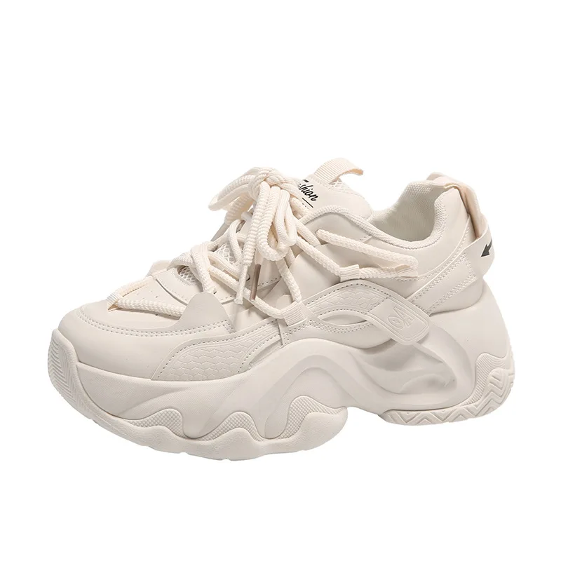 Women Sport Shoes Lace-up Casual Breathable Mesh Sneakers Black Sock Platform Shoes Outdoor Running Stretch Female Footwears