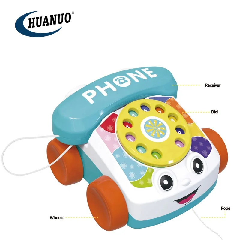 HUANUO Wholesale Early Education Walk-along Phone Toy pull along kids mobile phone popular baby toys