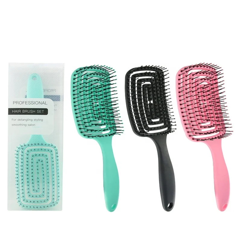 Curved Vented Brush Styling Hair Brush Faster Blow Drying Paddle Detangler Brush for All Hair Style Smoothing Massaging Comb