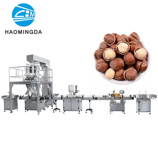 Hot Sale Fully Automatic Roasted Seeds And Nuts With Jar Bottle Cans Filling Capping  Labeling Machine Easy To Take