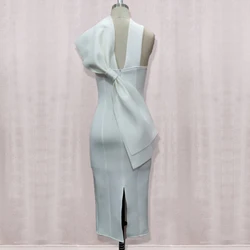 Женское белое Клубное платье подружки невесты без рукавов с разрезом и большим бантом на спине