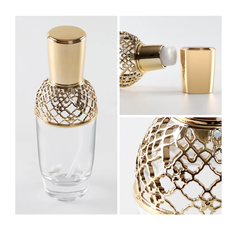 Idealpak Makeup Container Packaging Set Cosmetic Bottles Luxury Glass Cosmetic Bottle with Gold Screw Cap