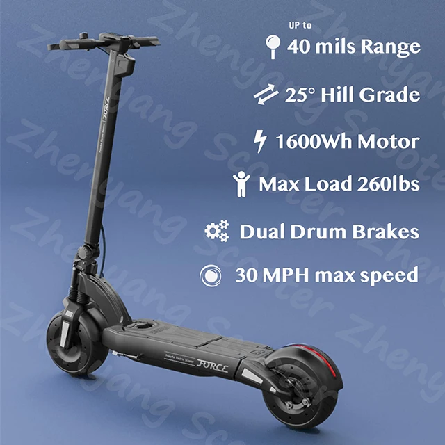 Mercane Force 30Mph Max Speed 1600W Dual Motor and Dual Suspension with Removable Battery Wide Wheel Electric Scooter for Adults