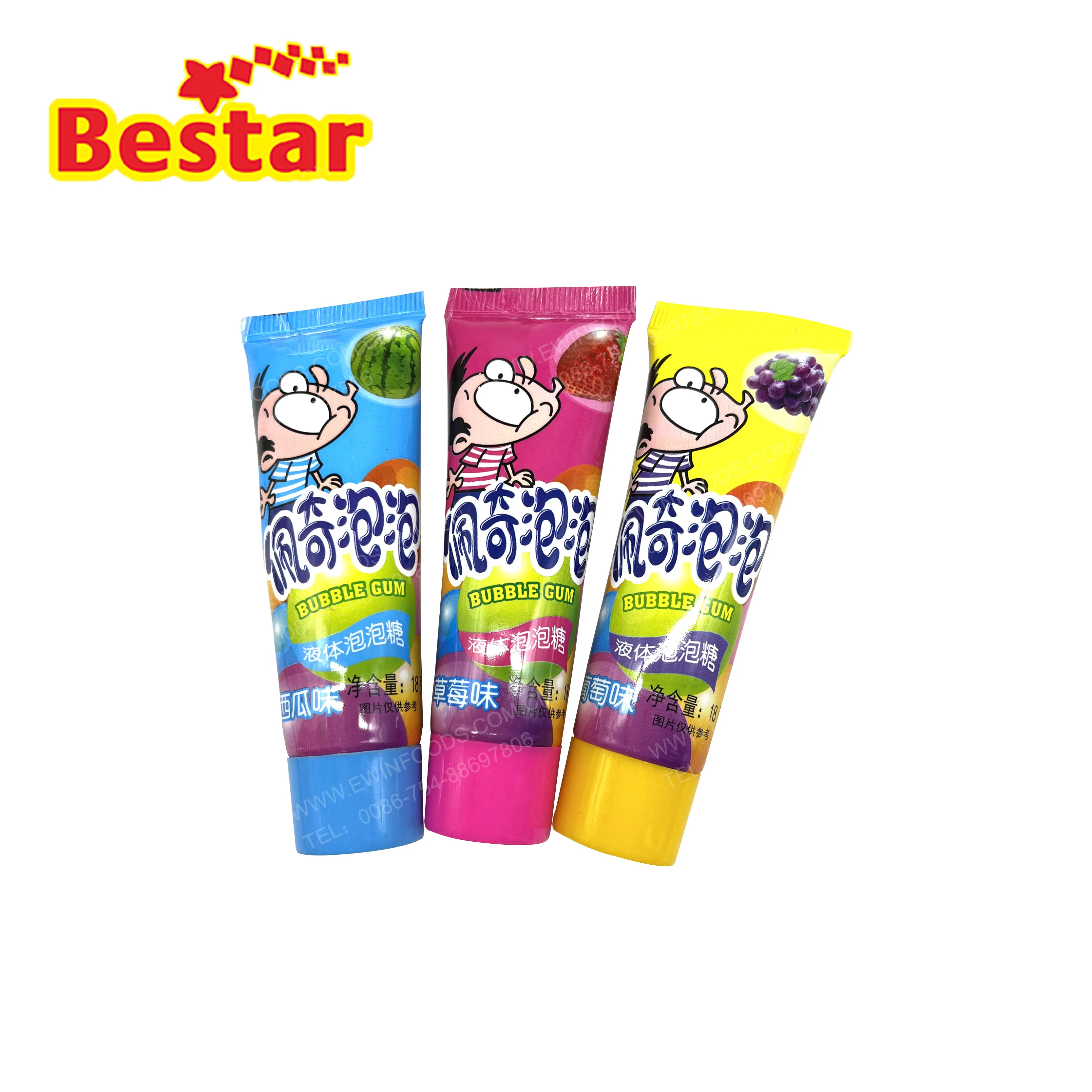 Toothpaste bubble gum watermelon strawberry grape flavor new style liquid gum in tube China chewing gum