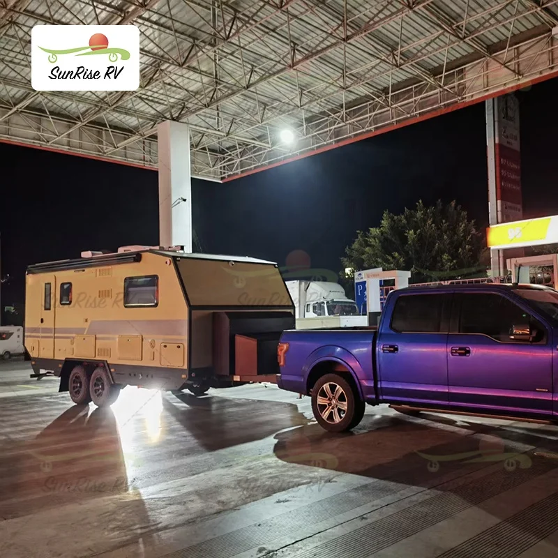 SUNRISE RV Роскошные подходящие туристические прицепы для кемпинга продажи алюминиевые караваны с двумя осями внедорожные Караваны