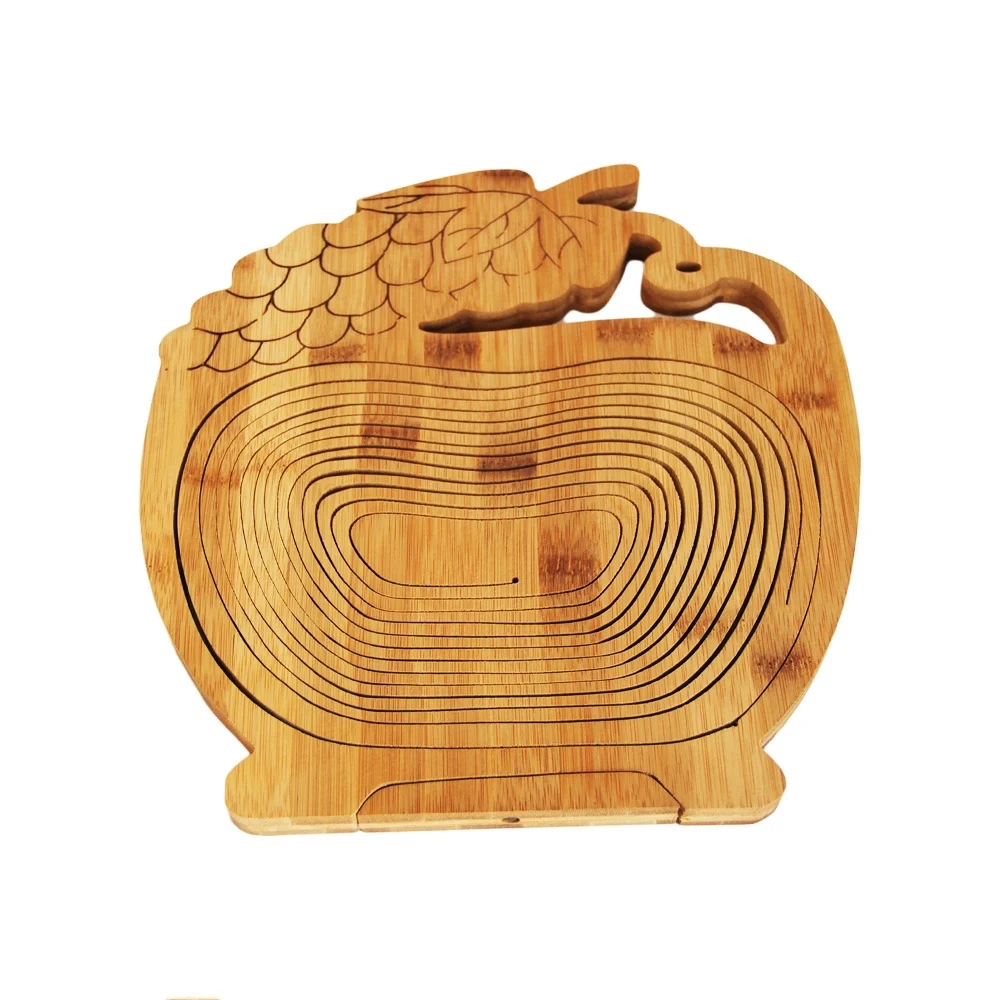 Grape Style Custom Customized Natural Bamboo Folding Fruit Basket