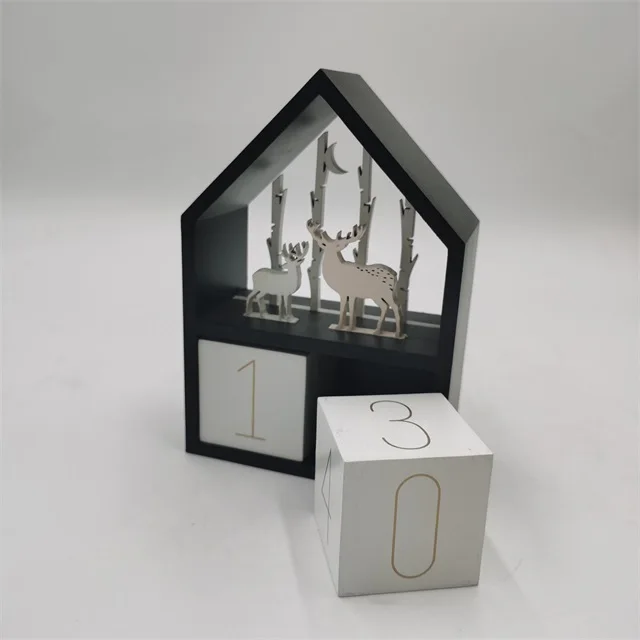 
Creative 11.5*5.5*16.5 mdf wooden desk black white custom desk calendar block for decoration 