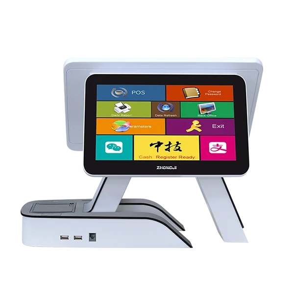 ZHONGJI все в одном pos-система коммерческий сенсорный pos кассовый аппарат Мобильный QR код сканирования печати внутренний принтер