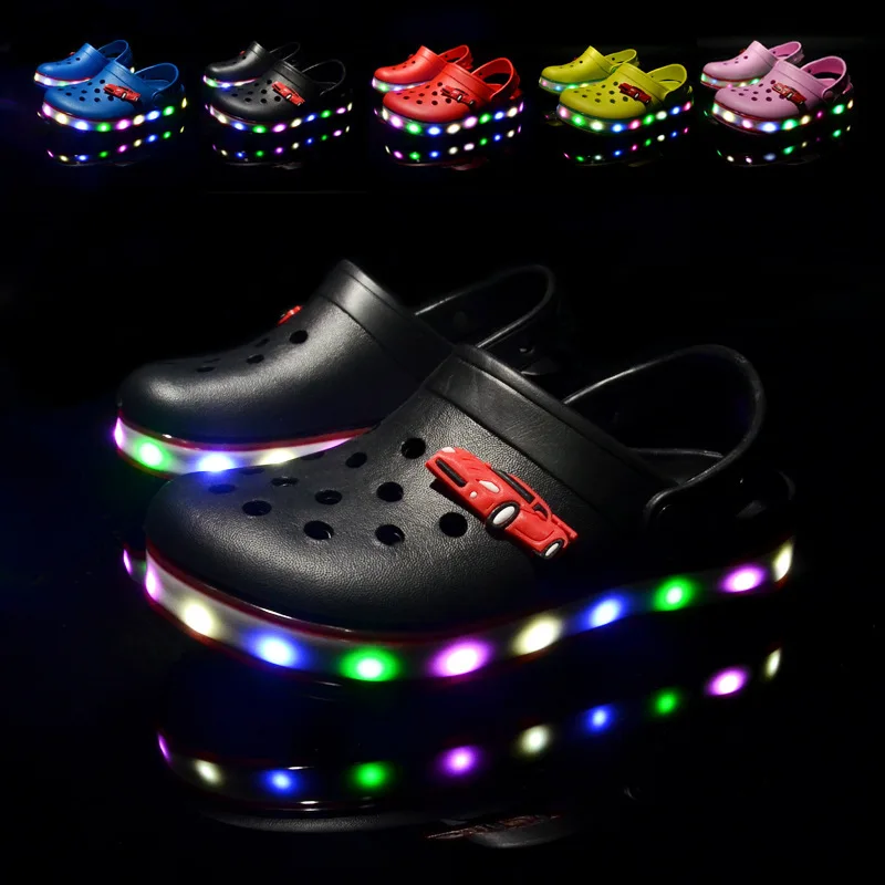 New Arrival Summer Boys Luminous Slipper Waterproof Outdoor Beach Kids Led Light Garden Slipper Shoes