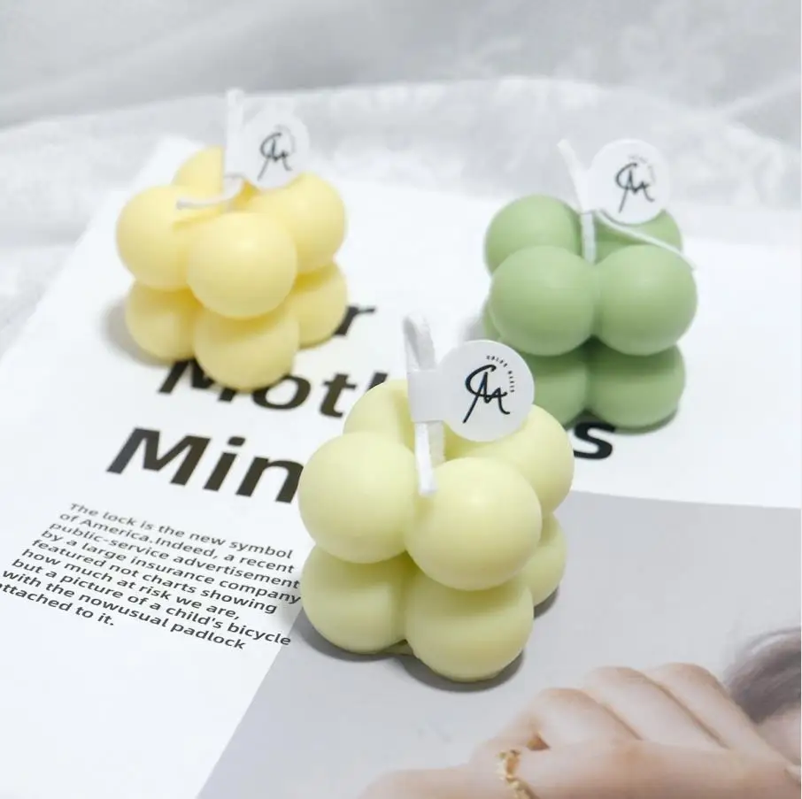 Ball cube candle Macaron Colors Mini Cube Bubble Candle for Home Decor Photo Wedding Gift