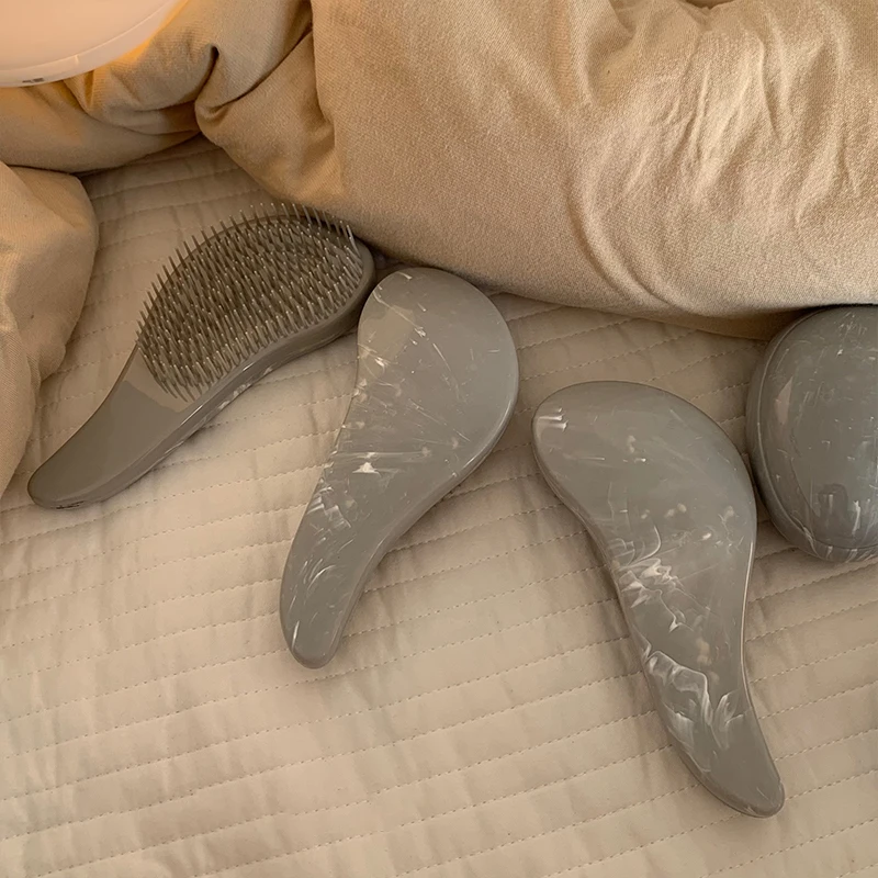 3 pieces egg comb and straight hair brush Marble Non knotted Smooth Hair Soft Teeth Elliptical Hairdressing Comb styling tools