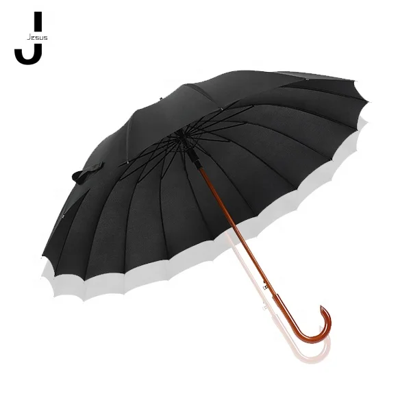 Factory Wholesale Cheap Hot Sale J Type Wooden Handle Straight Pole Wooden Umbrella Custom Automatic Umbrella