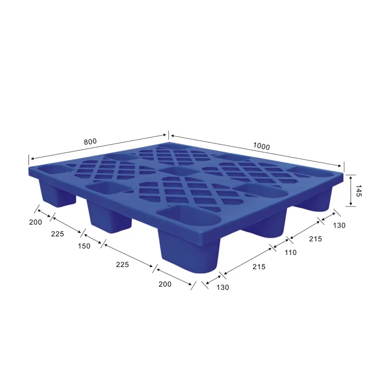 Anti-slip surface 3 skids 4 way entry plastic pallet TK1210W  large stackable double sides plastic pallet