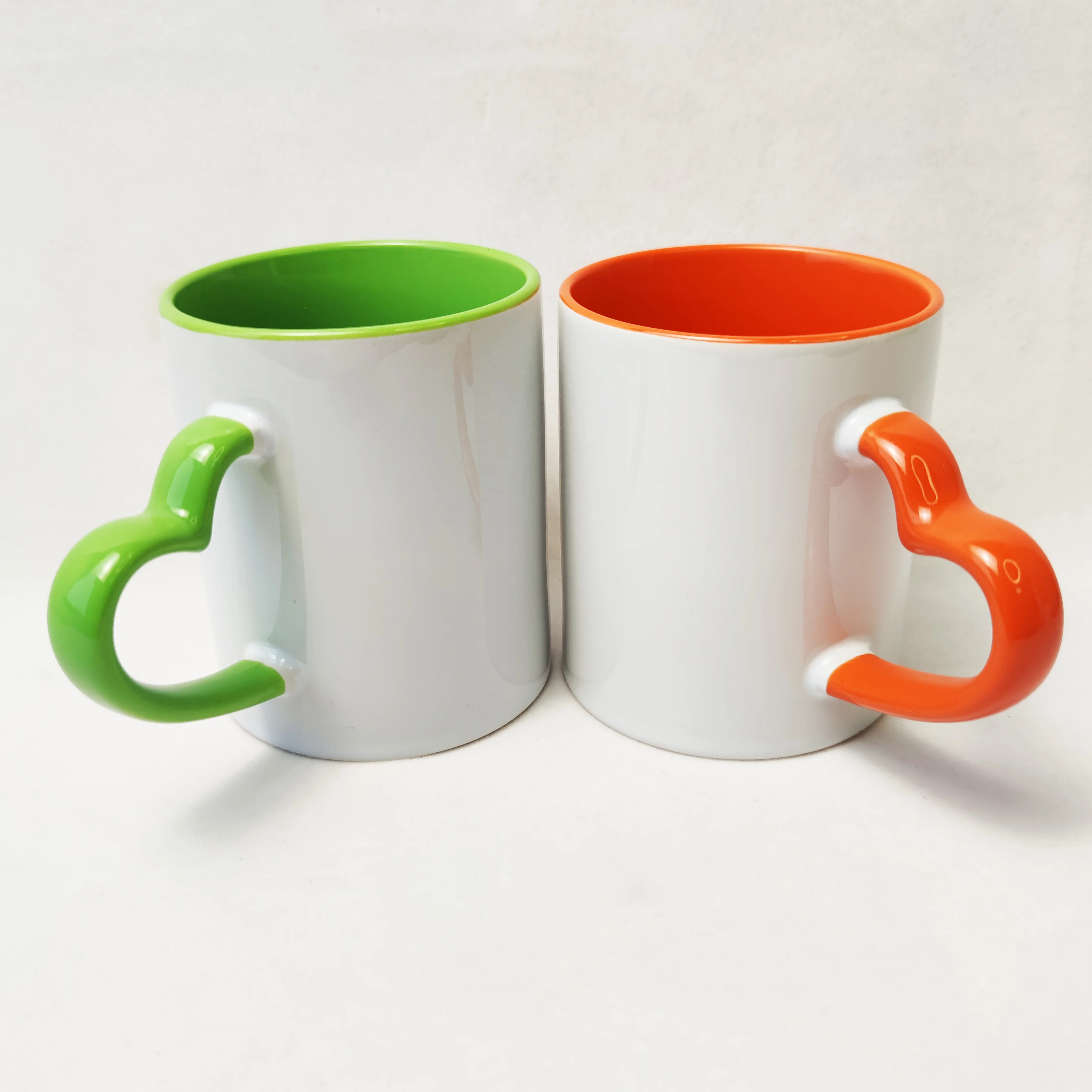 11oz Colorful Heart Handle Ceramic Sublimation Mug Hot Tea Milk Magic Blank Ceramic Sublimation Coffee Mug Sublimate Wholesale M