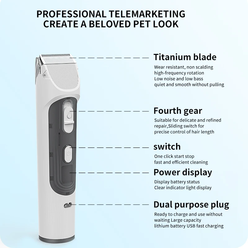 Dog and cat grooming Trim hair Shaving comb Large suction handheld pet vacuum cleaner
