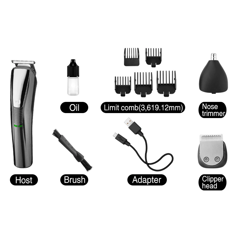 Kemei 3 in 1 Professional Nose Trimmer KM-5895 Multifunction Household USB Rechargeable Cordless Hair Clipper For Men