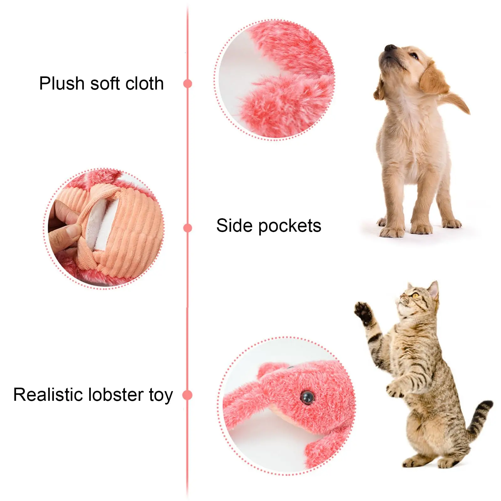 Amazon Hot Sale Rechargeable Floppy Disk Rocking Lobster Plush Toy for Cats and Dogs