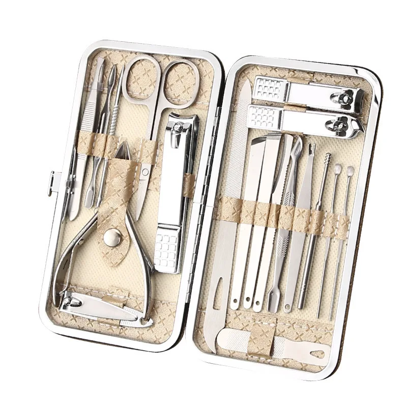 Professional 19pcs Manicure and Pedicure Sets Stainless Steel Nail Clippers Set Beauty Tools