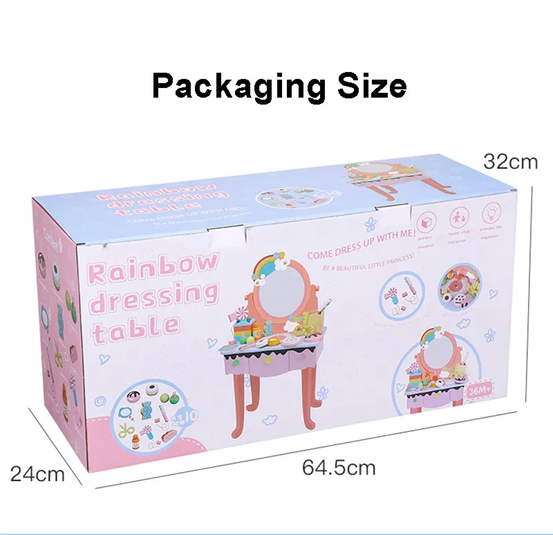 Pretend Play Toy Education Kids Girl Makeup Gift Set Toy Wooden Pink Baby Dressing Table Toy Set girls