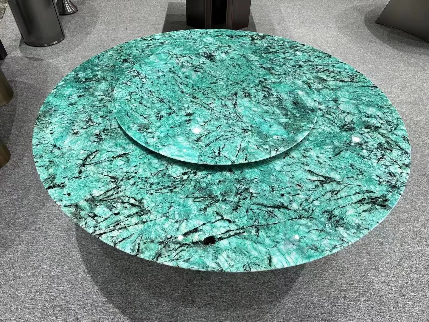 Lazy Susan Table Top Marble Dining Table for Dinning Room With Italy Arabescato White Marble