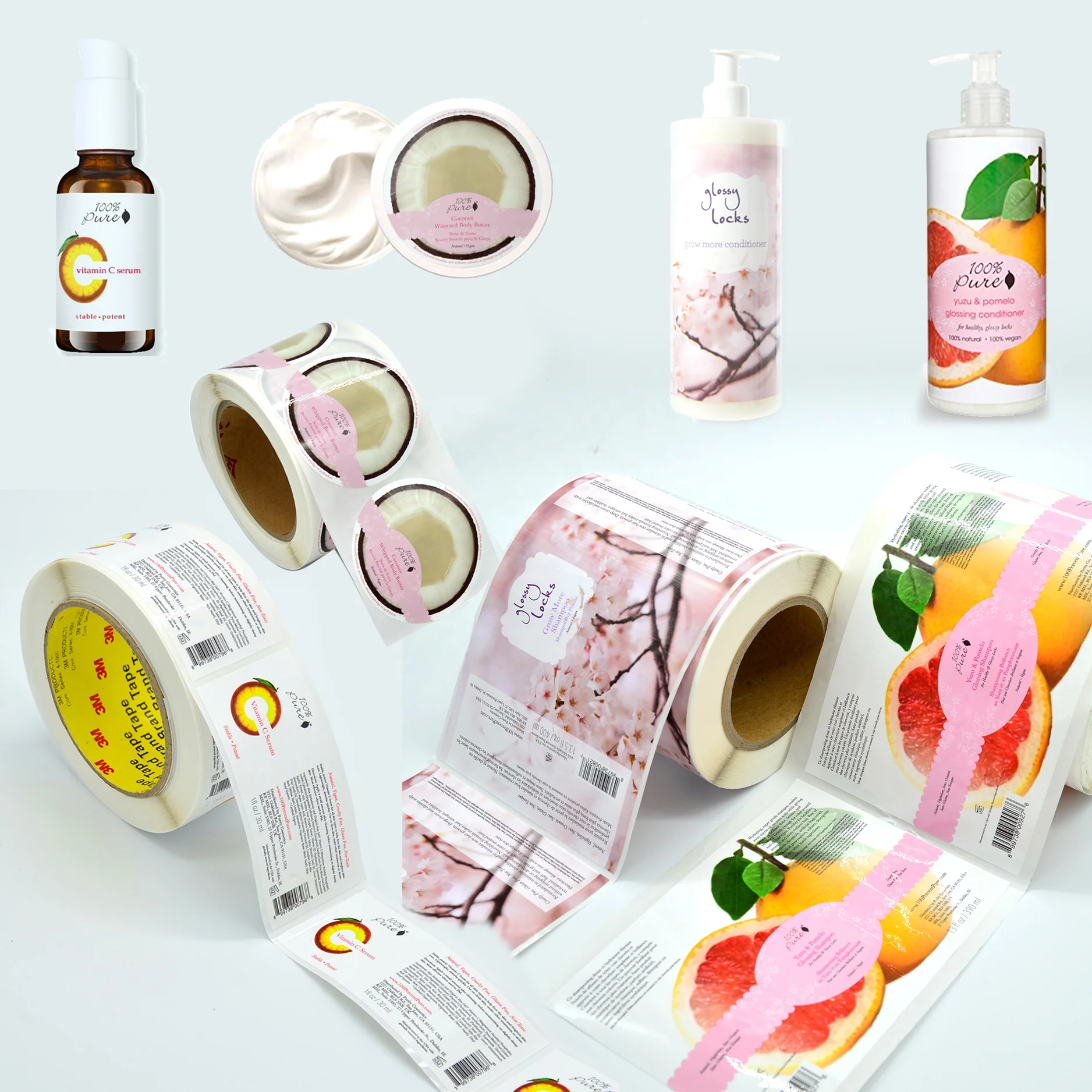 Personal custom cosmetics Custom labels Delicate printed shampoo and conditioner dedicated plastic bottle label stickers
