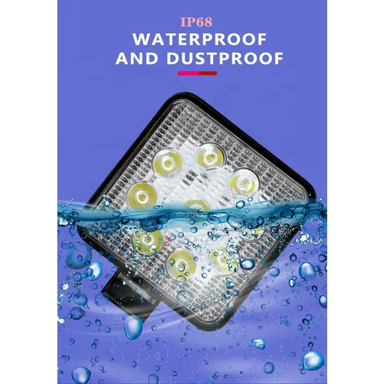 Truck accessories square 27w super bright epistar 27w led work lamp off road bars 24 volt 12V led work light