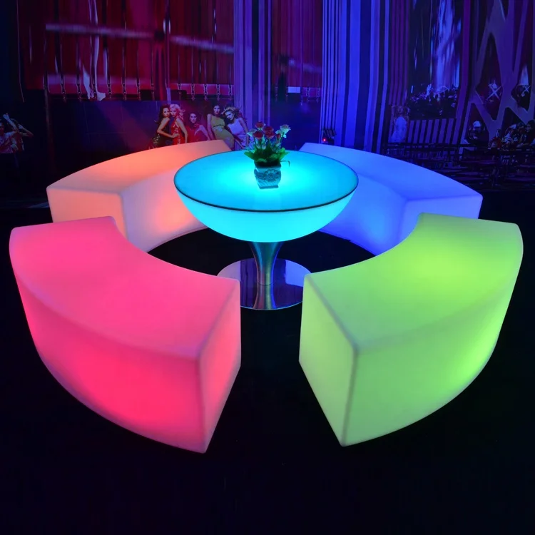 Led glowing bench event wedding sofa plastic garden furniture bench led chair