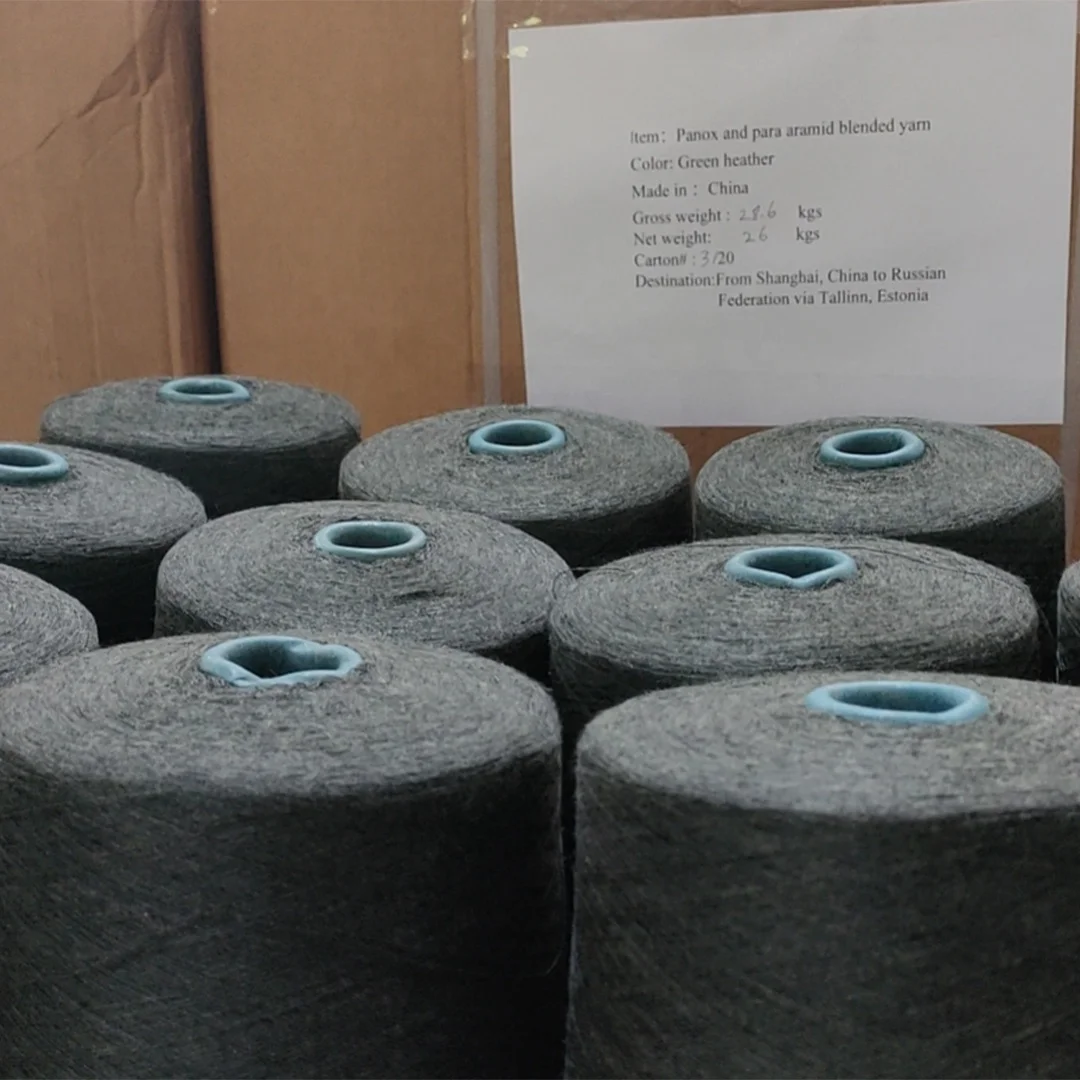 High Quality Custom Wholesale  20s/2 Black 70% Panox 30% Para Aramid Blended Yarn