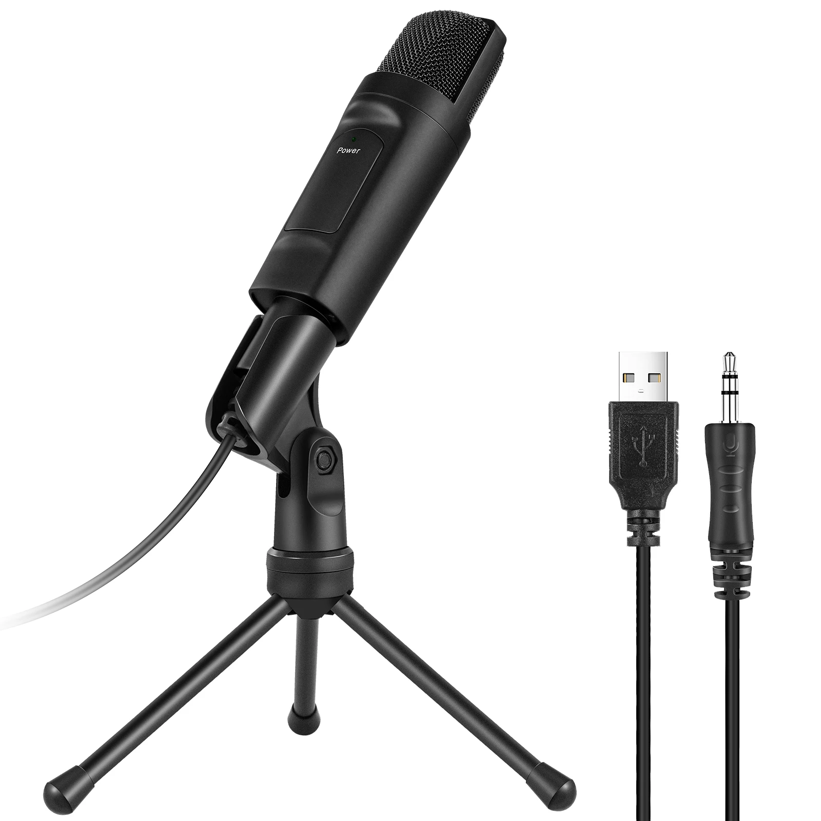 
Condenser USB & 3.5MM plug Mic Desktop professional Recording Studio Foldable stand Microphone 