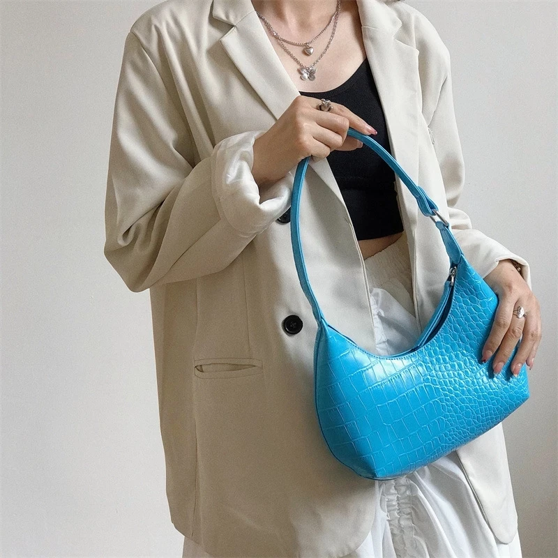 High Leather Pu Alligator Handbags For Women 2021 Jelly Hand Bag Wholesale Fashion Female Chic Shoulder Armpit Purses Bolsas