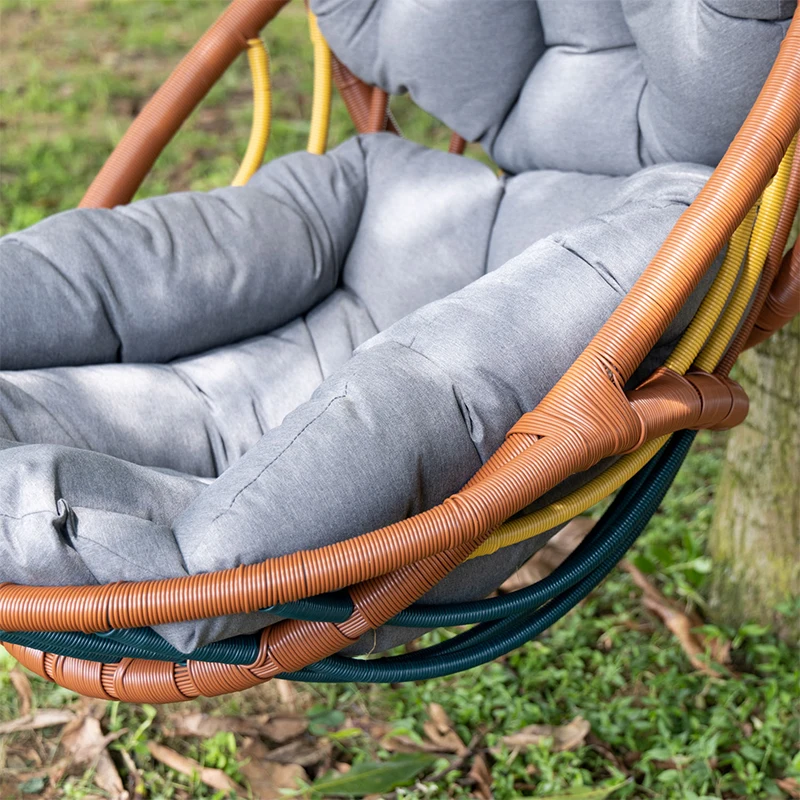 Colorful Waving Rattan Leisure Furniture Patio Swivel Chair Outdoor Hanging Swing Hammock Chair