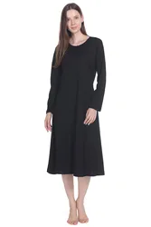 Indefini Nightgown for Women Cotton Long Sleeve Sleep Shirt Sleepwear Henley Full Length Nightshirts