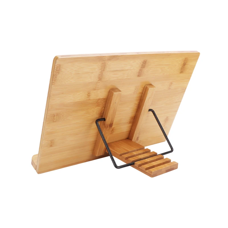 Office Table Bamboo Book Stand with Book Holder and Pen Holder