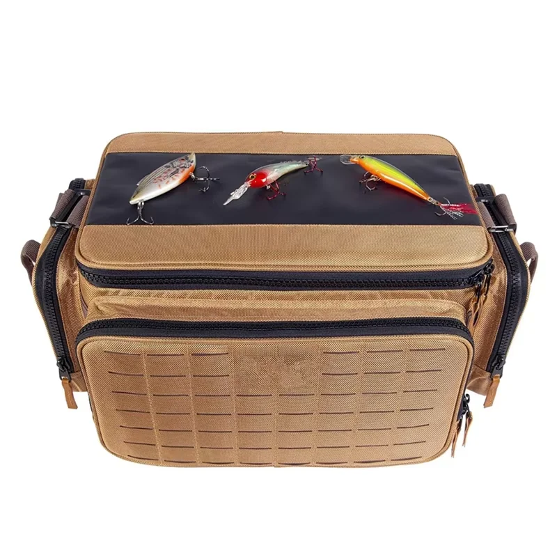 Maritime Angling Essentials Harness Strap Tackle Tote in Rich Chestnut Ebony Accents for Salt Freshwater Expeditions