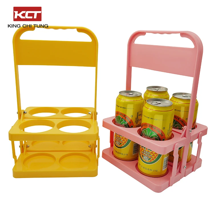 Wine 4 Carriers Holder Plastic Bottles Foldable Drink Juice Soda Beverage Bar Customize Beer Bottle Carrier