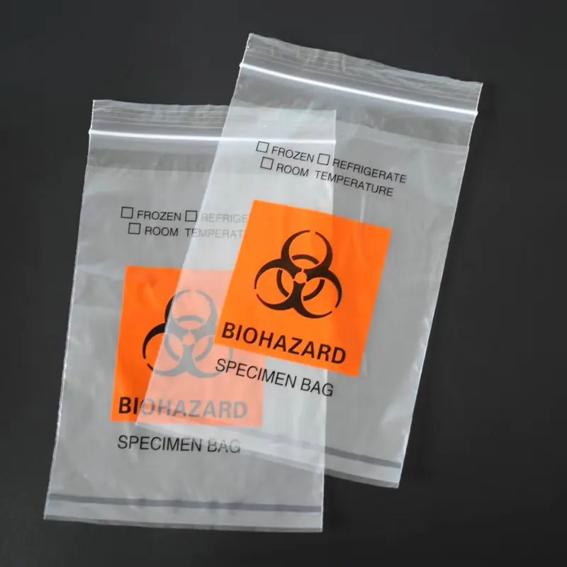 Medical test bag custom made biological specimen zipper bag biohazard  specimen bag