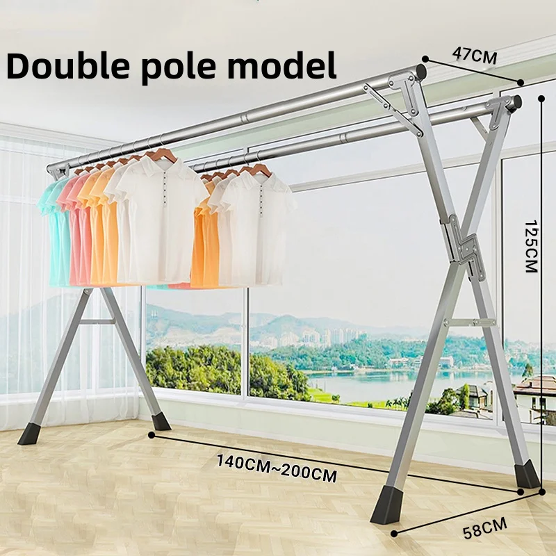 Large-capacity clothes drying rack, multifunctional stainless steel floor-standing quilt drying shoe rack drying rack