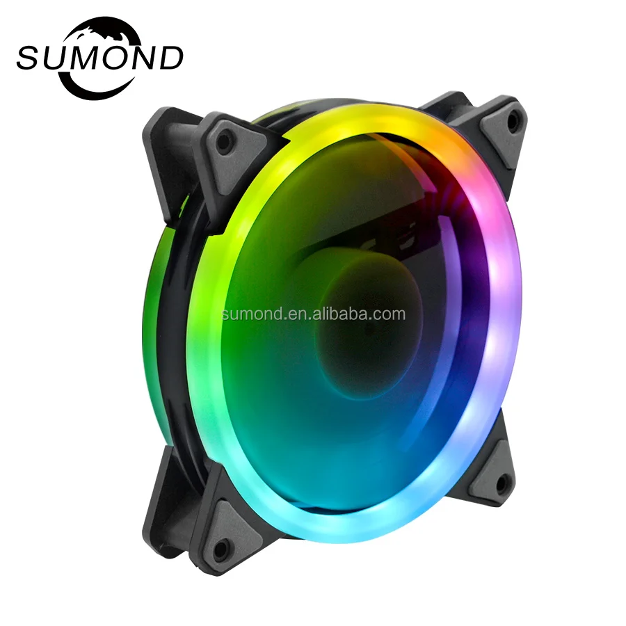 Case Fan Pc Fan RGB 120mm Computer Case Desktop Computer CPU Heat Sink LED Luminous Mute 2CF120-BWB 40000 Hrs 120x120x25mm 