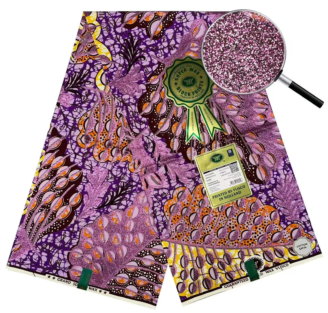 2025 nigeria grand wax 100% cotton super glitter wax african fabrics Golden Shining Cotton Fabric Textile For African Pagne