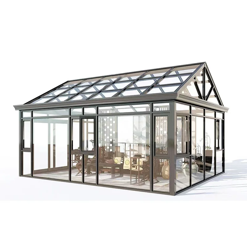 European sun room aluminum alloy outdoor shade hotel villa roof insulation wind resistant glass room custom