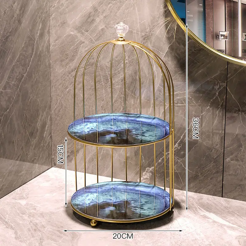 2024 New Arrive Iron Bathroom Cosmetics Storage Box Finishing Bathroom Table Bird Cage Storage Rack