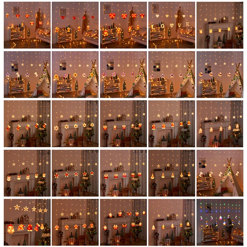 2023 Christmas Decoration Led Curtain Lights Santa Claus Snowflake Pendant String Lights for Christmas Decoration