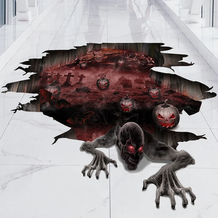 
Scary Halloween Realistic 3D stickers Floor Decal Stickers for Halloween Decoration PVC Floor Stickers 