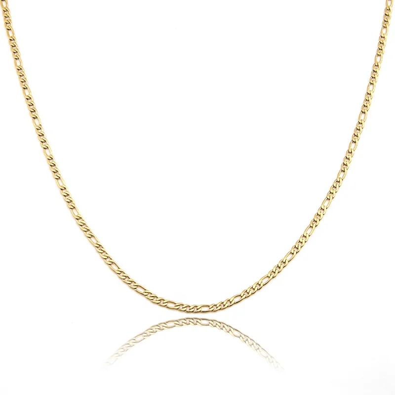 High quality fashion gold plate stainless steel figaro chain link necklace