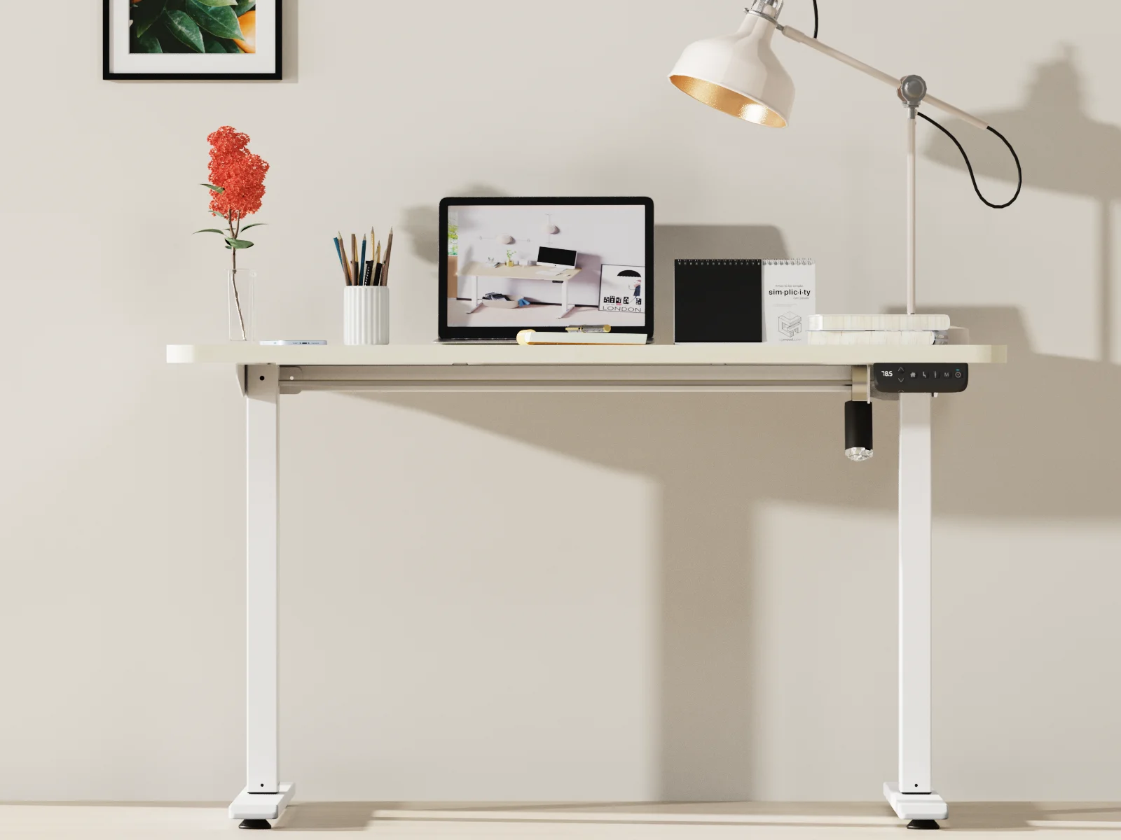 Home Office Type Dual Motor Adjustable Automatic Lifting Table Metal Frame Desk Stand