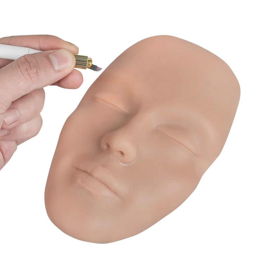 Nice Wholesale Permanent Makeup 3D Realistic Mannequin Head Tattoo Silicone Full Face Skin Pads for Microblading Practice Skin