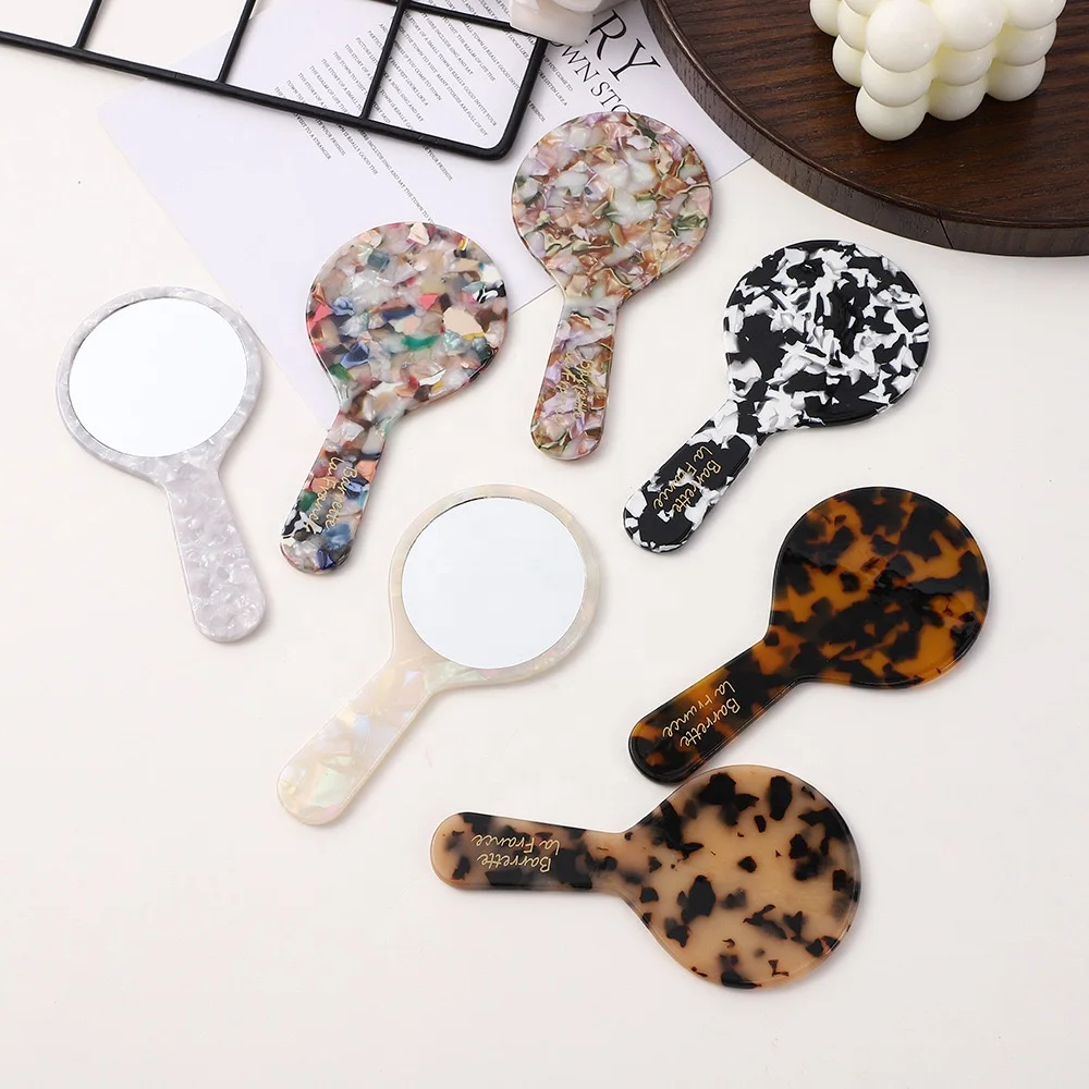 PDANY Wholesale Vintage Cellulose Acetate Cosmetic Mirror Travel Make up Immaculate Eco Friendly Material Classic Elegant Mirror